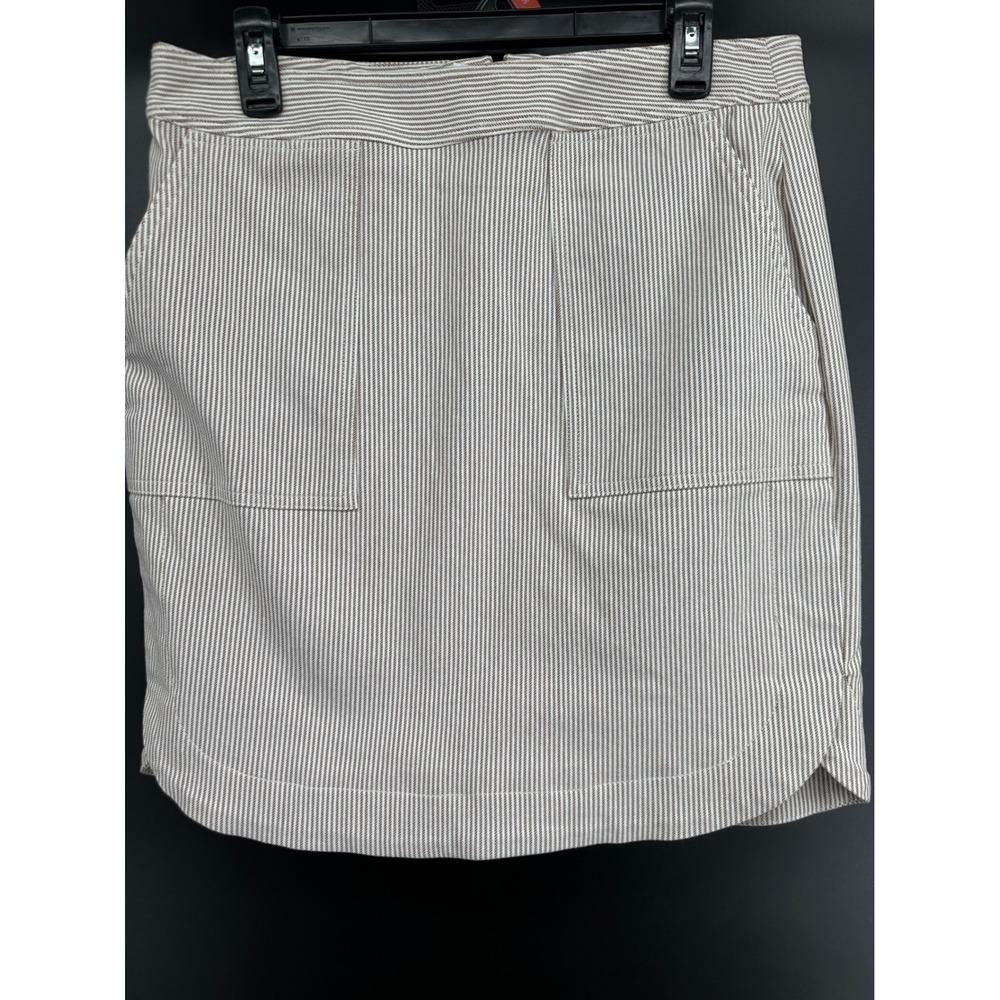 Etcetera Brown & Cream‎ Striped Skirt Cotton Blend Lined Back Zip Career Classic
